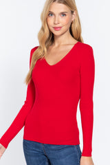 V-neck Viscose Rib Sweater