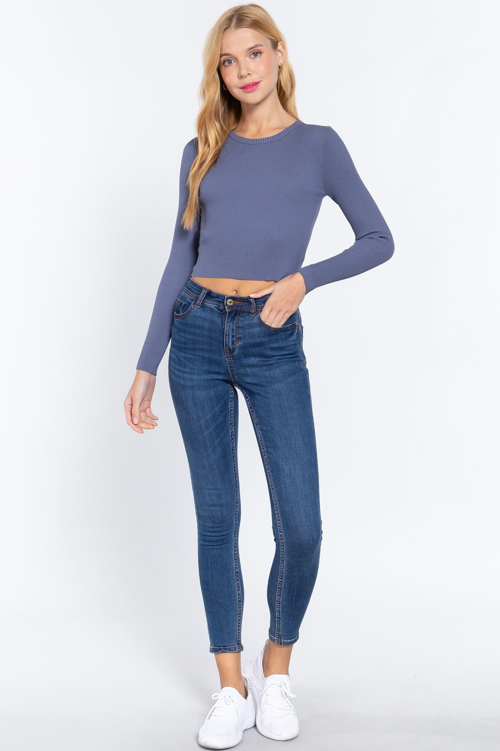 Long Slv Open Back Sweater Top