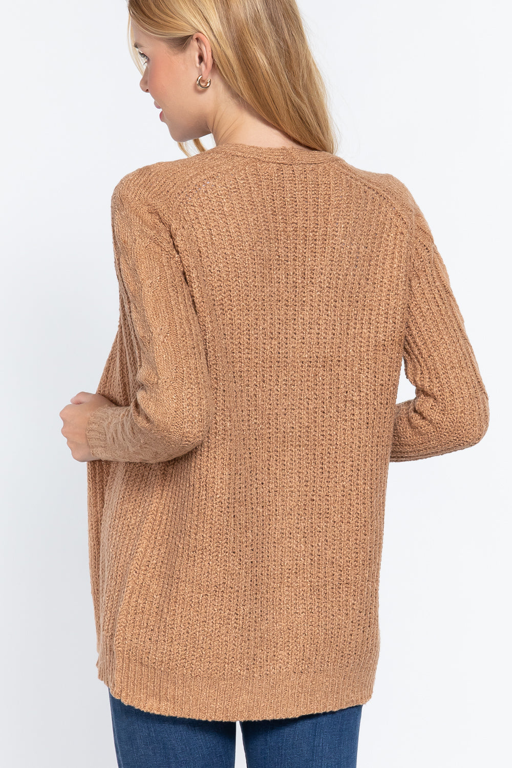 Long Slv Open Front Sweater Cardigan