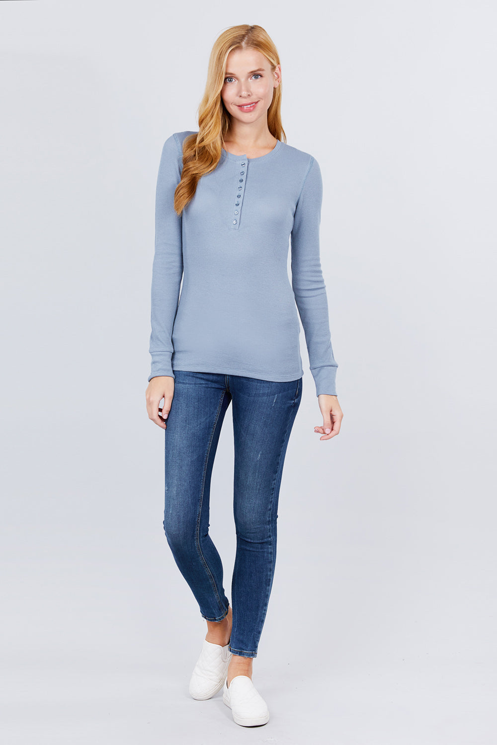 Long Slv Henley Thermal Top