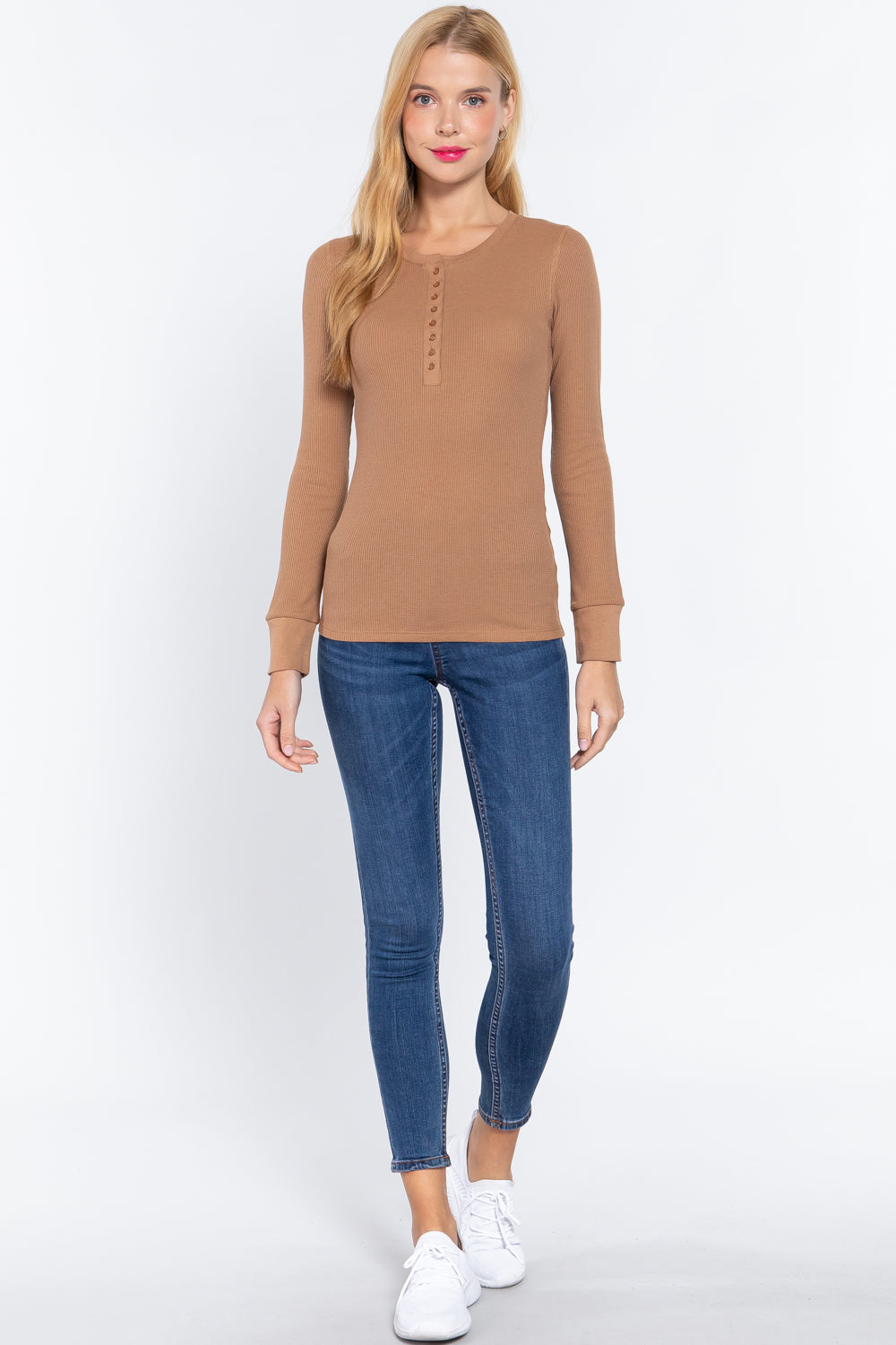 Long Slv Henley Thermal Top