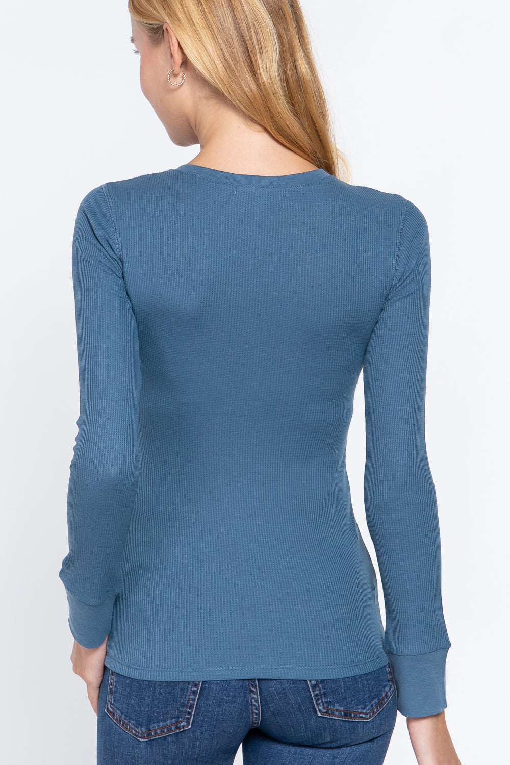 Long Slv Henley Thermal Top