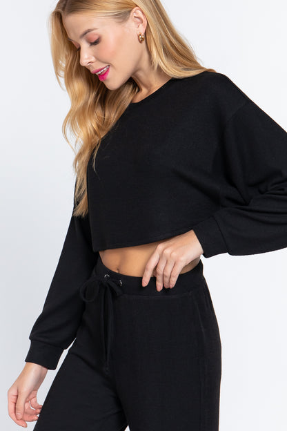 Long Dolman Slv Hacci Crop Top