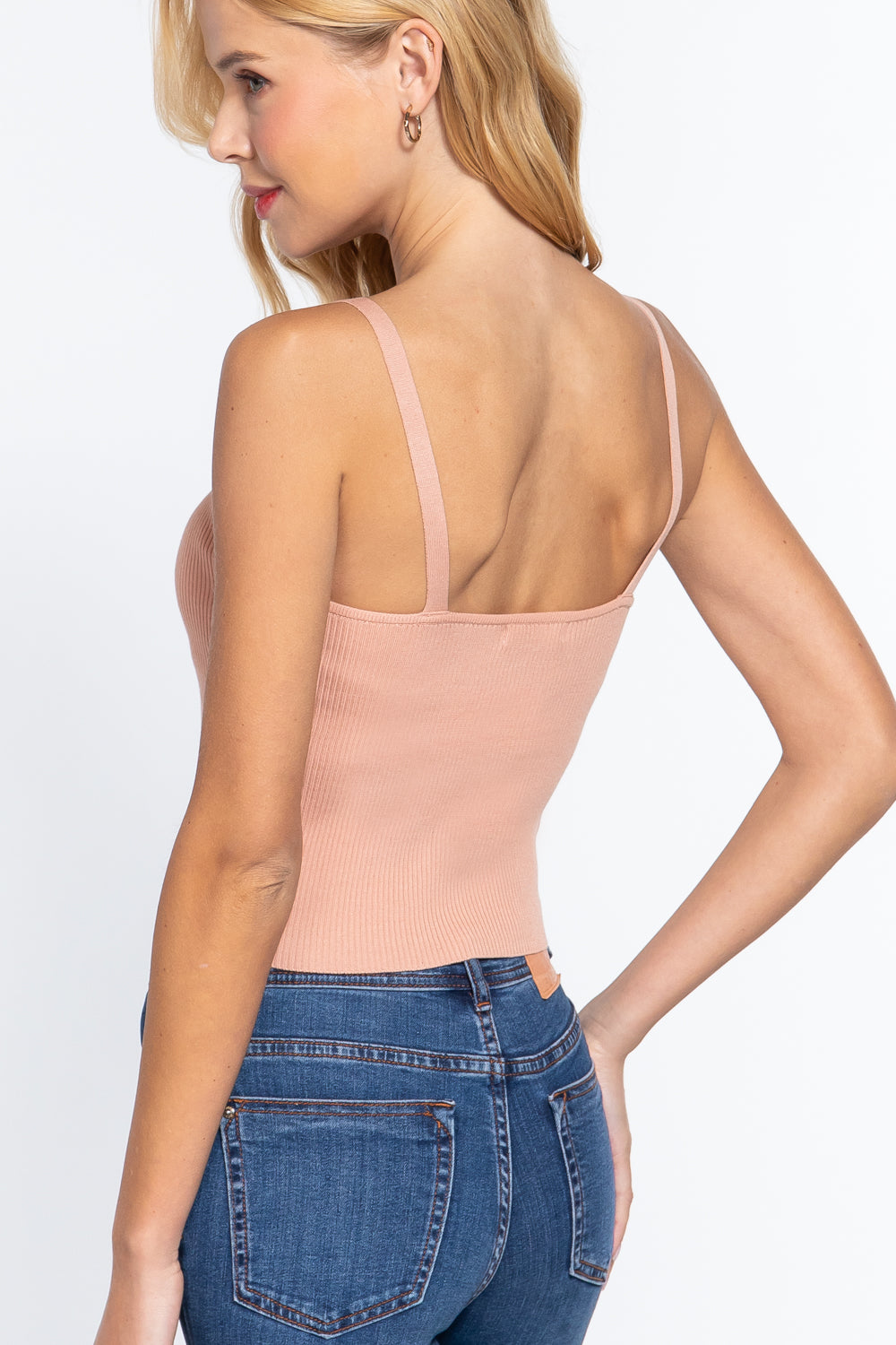 Front Closure With Hooks Sweater Cami Top