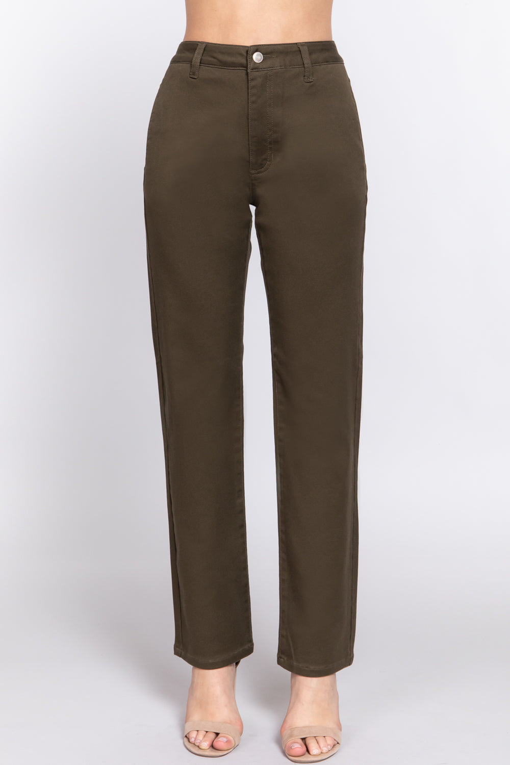 Straight Fit Twill Long Pants