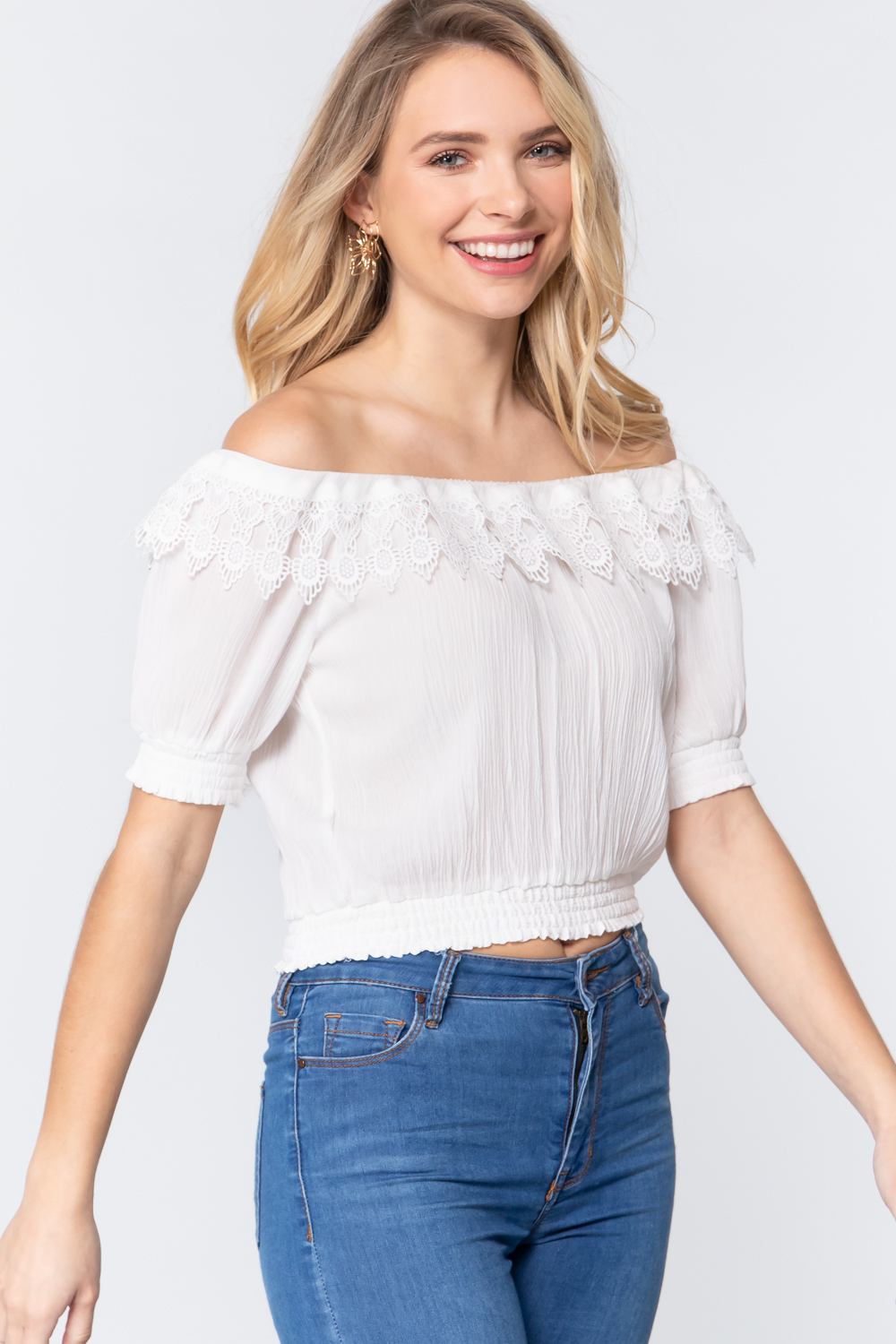 Off Shoulder Lace Detailed Top