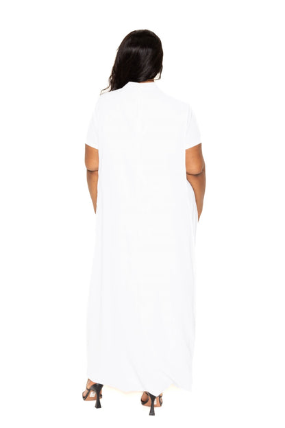 Mock neck back cape dress