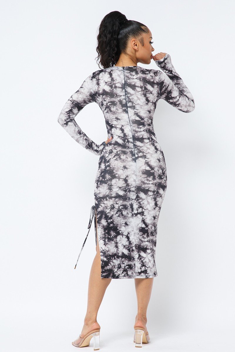 Tie Dye Long Sleeve Midi Dress