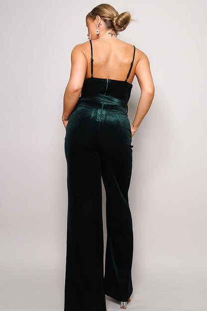 Samba Rhinestone Belt Velvet Jumpsuit