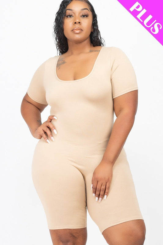 Plus Size Short Sleeve Bodycon Romper