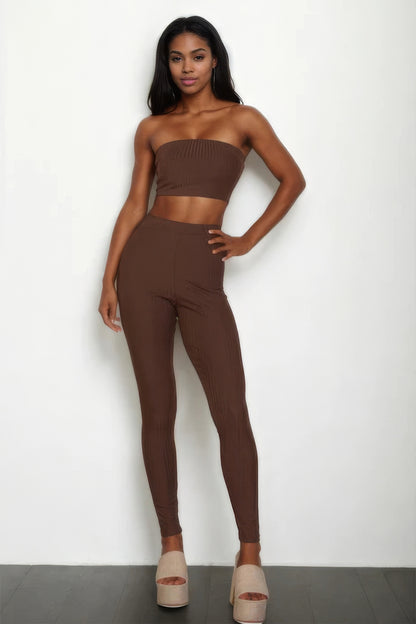 Ribbed Tube Top & Leggings Set