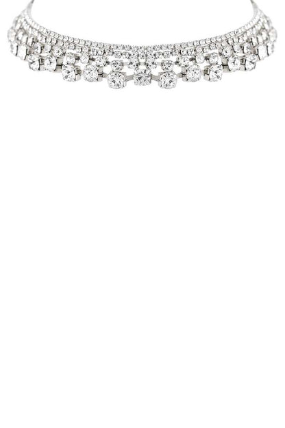 Rhinestone 4 Line Gradual Choker