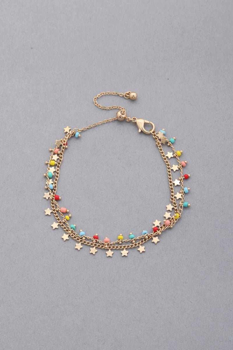 Dainty Star Charm Beaded Dangle Bracelet