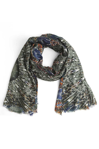 Fashion Feather Print Skinny Scarf