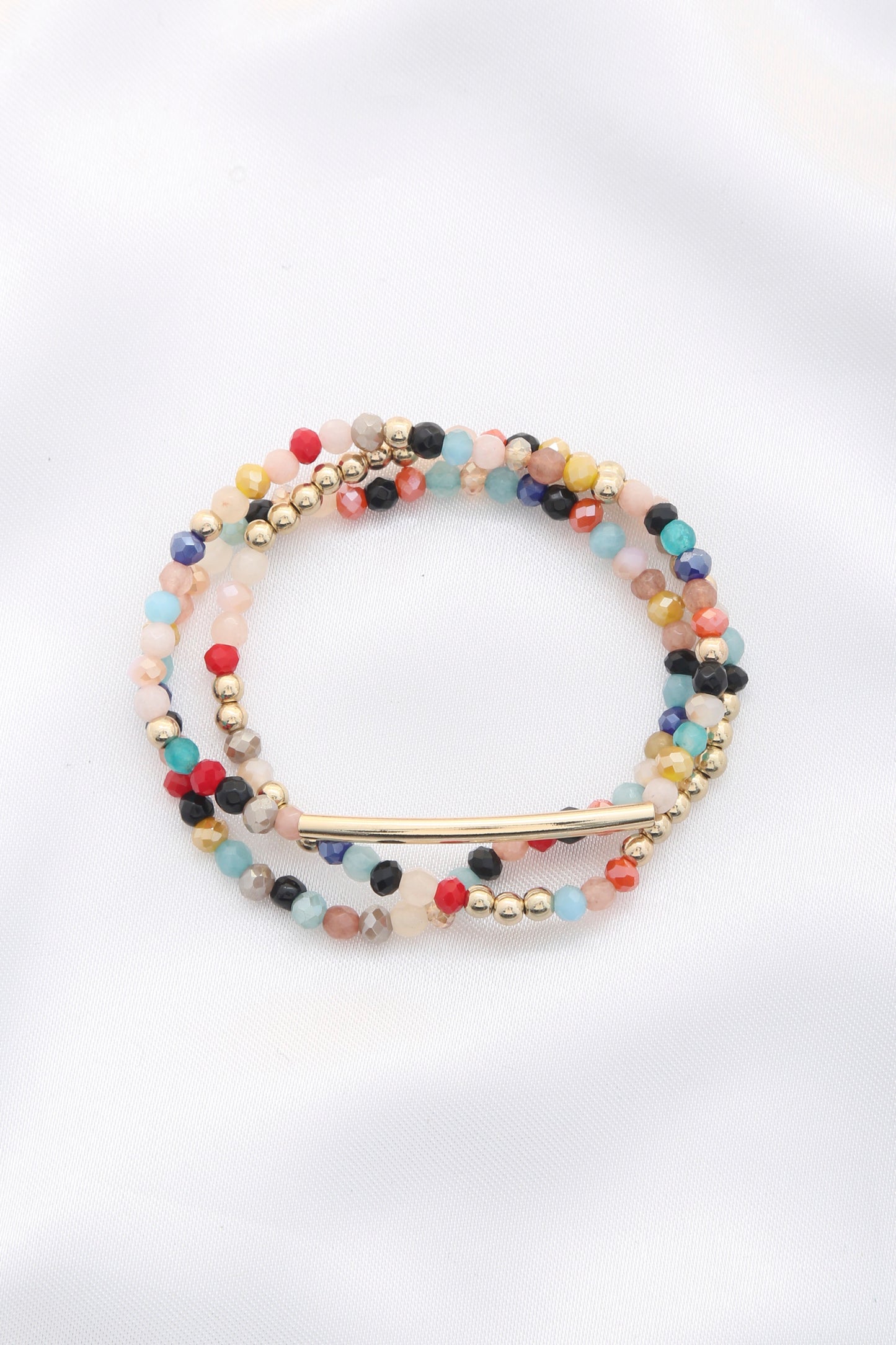 3 Row Glass Bead Stretch Bracelet