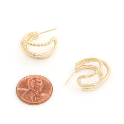 Double Hoop Rope Gold Dipped Earring