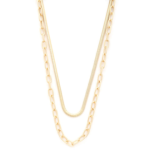 Flat Snake Oval Link Layered Necklace