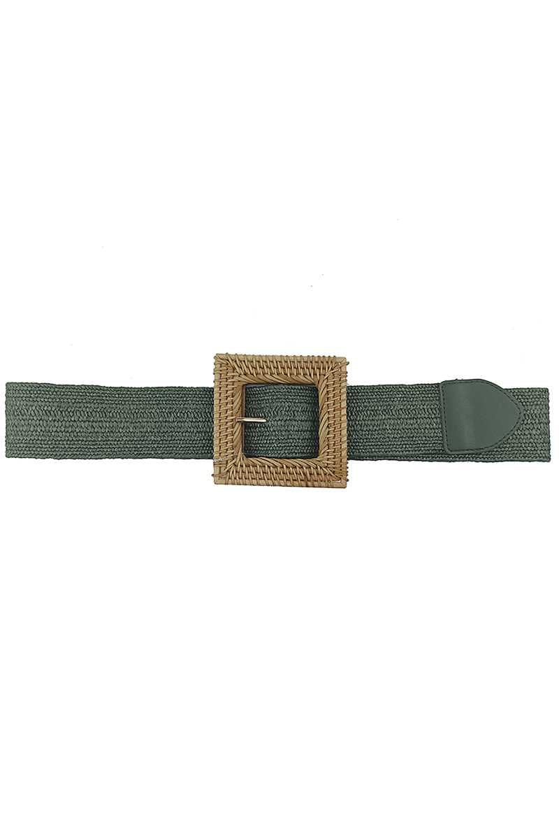 Fashion Square Straw Buckle Belt