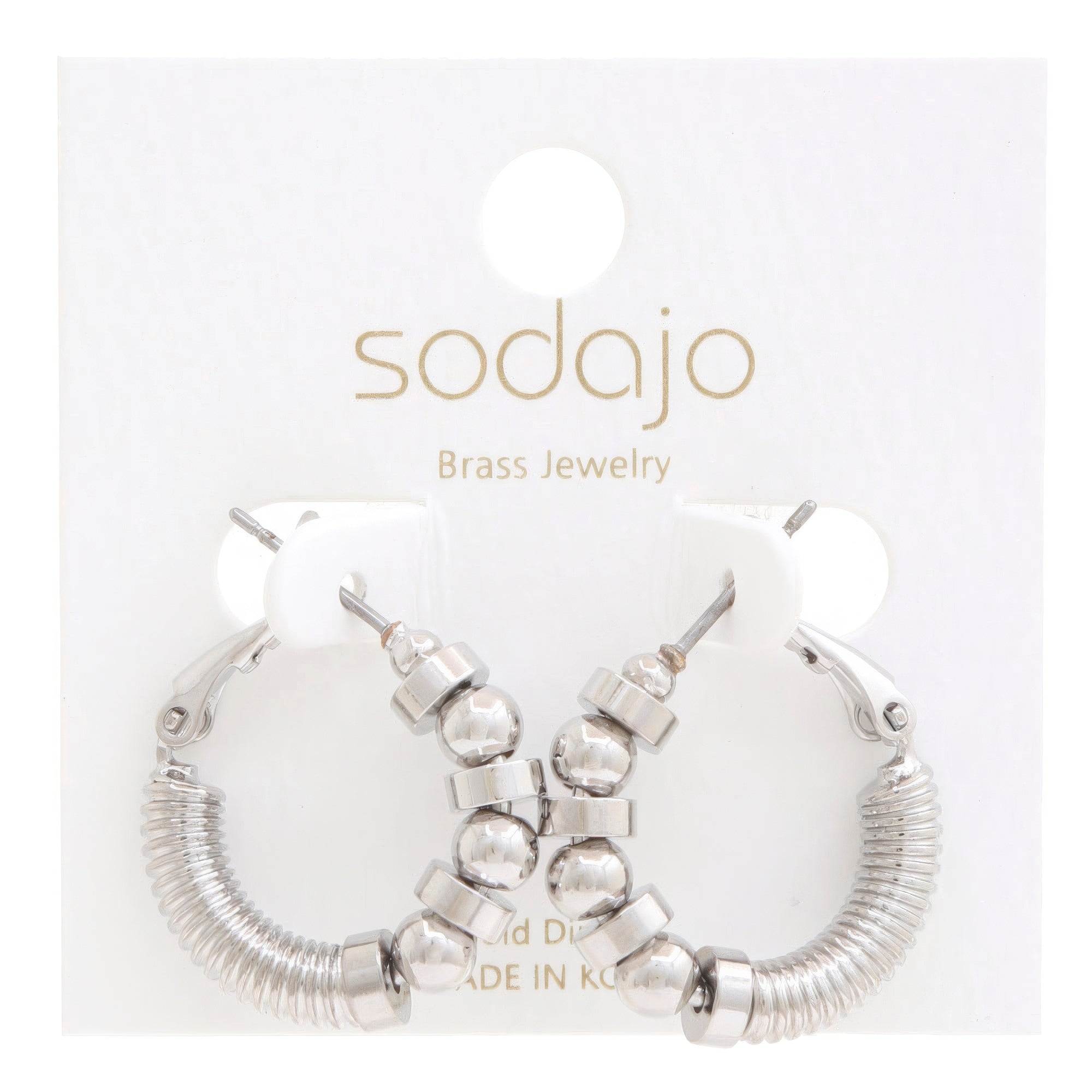 Sodajo Ball Bead Link Gold Dipped Hoop Earring