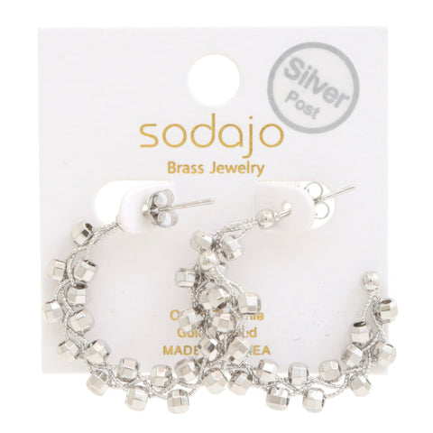 Sodajo Beaded Open Hoop Gold Dipped Earring