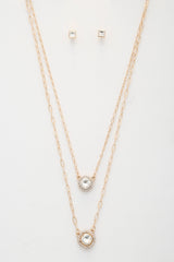 Double Crystal Metal Layered Necklace