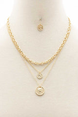 Double Coin Charm Layered Necklace