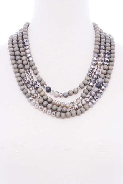 Chunky 4 Layered Bead Multi Necklace