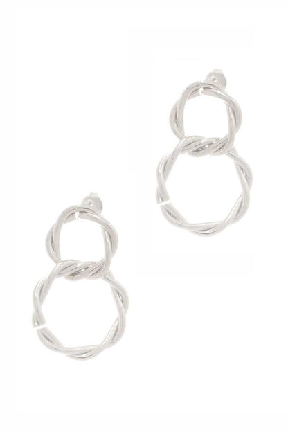 Secret Box Double Twist Metal Dangle Stud Earring