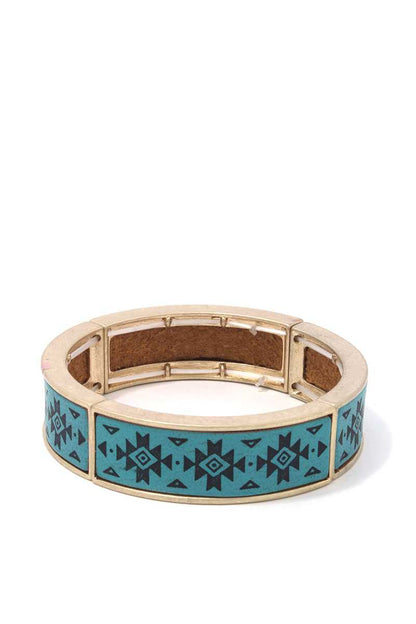 Aztec Pattern Metal Stretch Bracelet