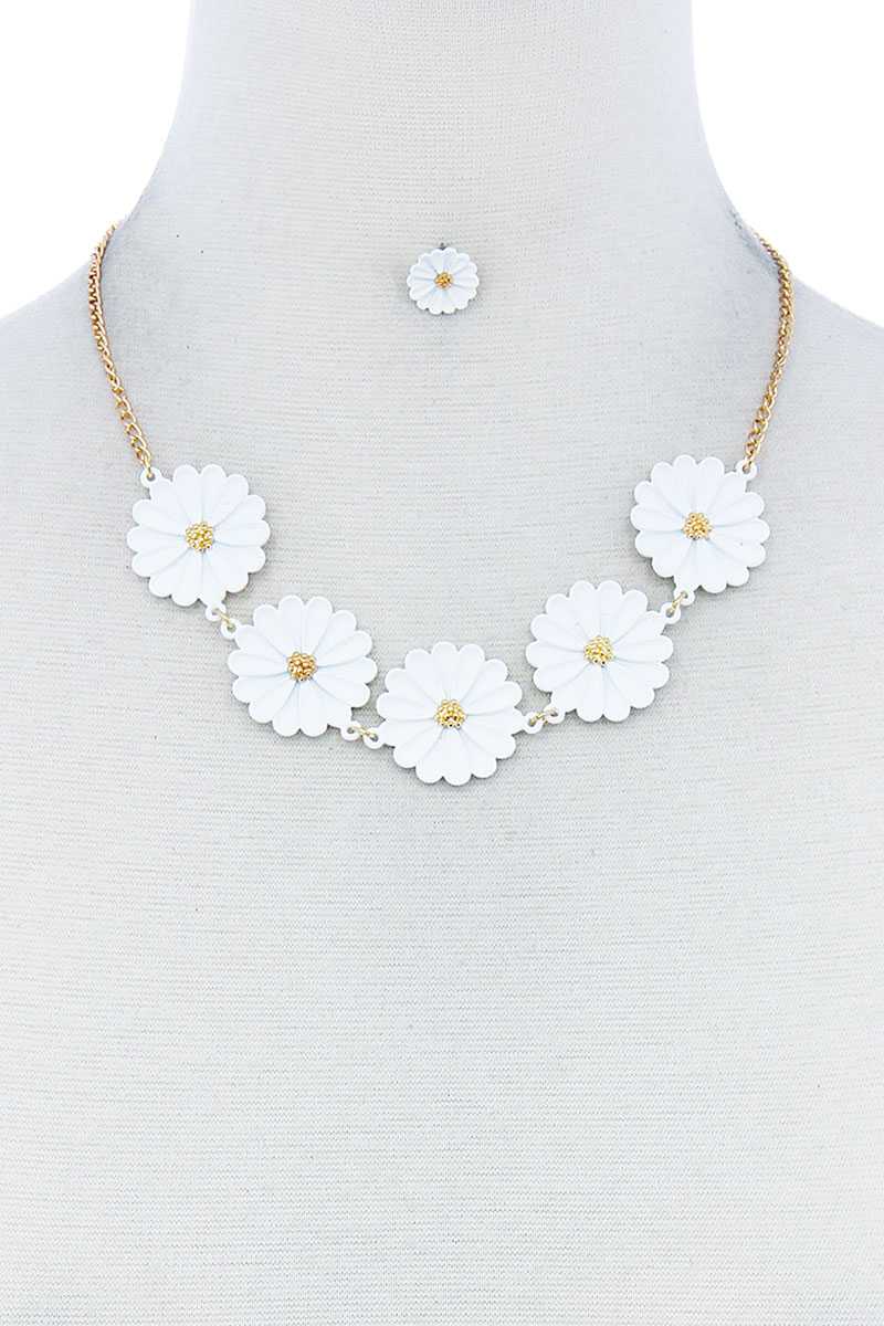 Fashion Cute Multi Tender Flower Necklace And Earring Set