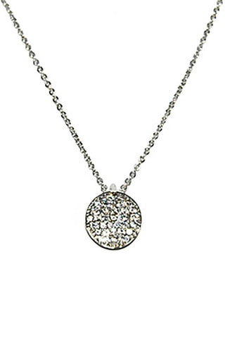 Metal Chain Rhinestone Round Pendant Necklace