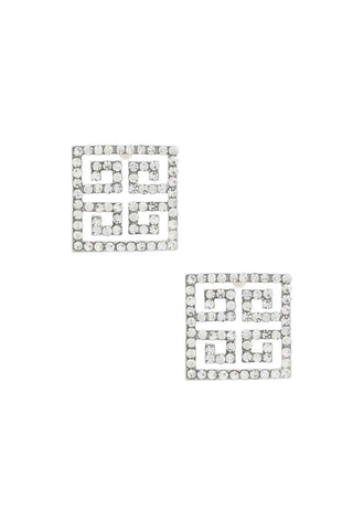 Maze Square Rhinestone Earring