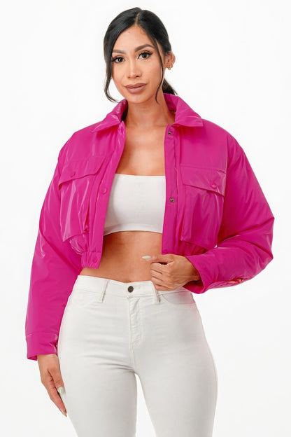 Shiny Puffer Bomber Jacket