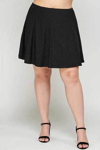 Plus Size, Knit Eyelet A-line Skirt