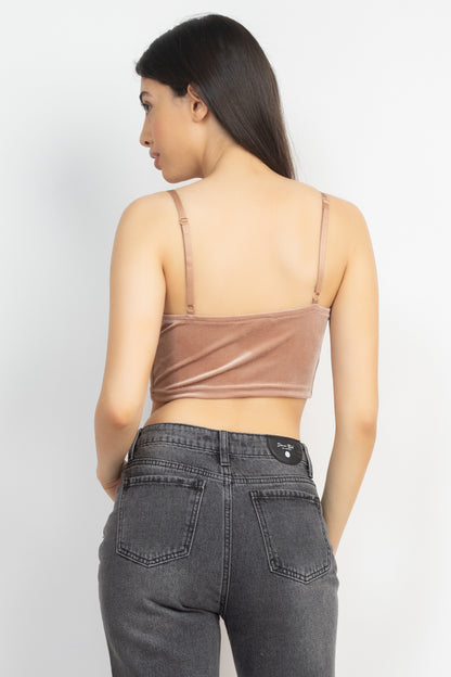 Sleeveless Corset Velvet Crop Top