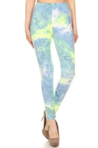 Tie Dye Printed, Full Length, High Waisted Leggings