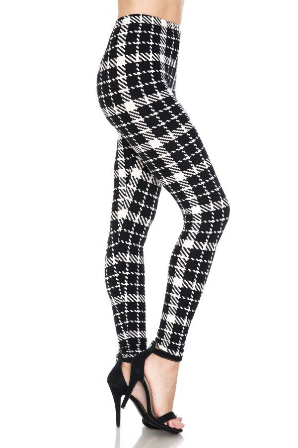 Multi Printed, High Waisted, Leggings With An Elasticized Waist Band.