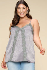 Solid Satin Sleeveless Cami Woven Tank Top