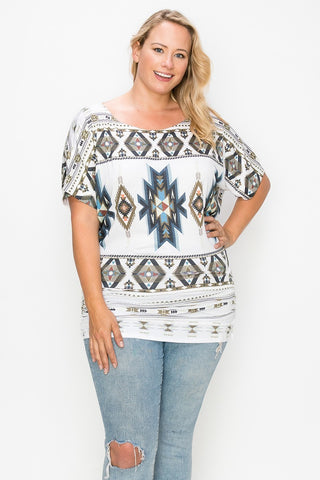 Geometric-tribal Sublimation Print Top