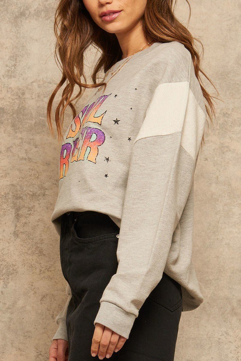 A French Terry Knit Graphic Sweatshirt