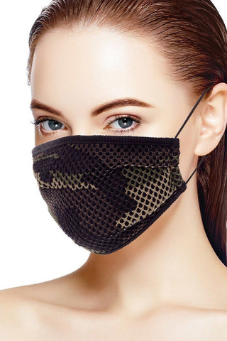 Mesh Leopard And Camouflauge Print Face Mask