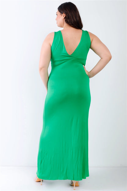 Plus V-neck Sleeveless Maxi Dress