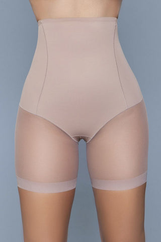 Nude High Waist Mesh Body Shaper With Waist Boning