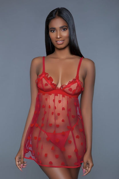 1 Piece Fine Mesh Heart Designed Slip