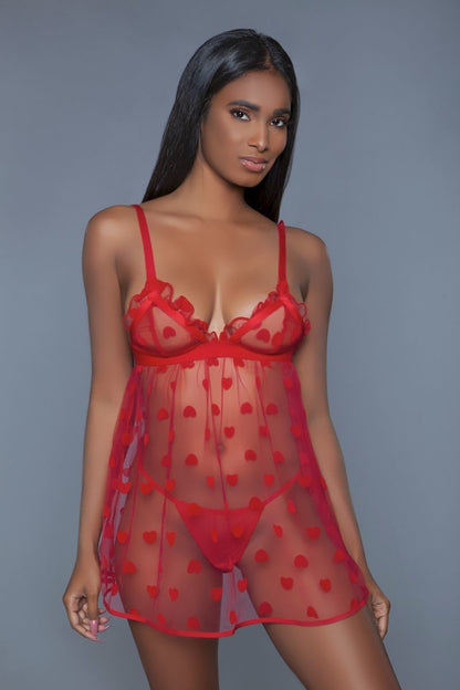 1 Piece Fine Mesh Heart Designed Slip